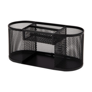 Penn- och prylställ svart rund mesh